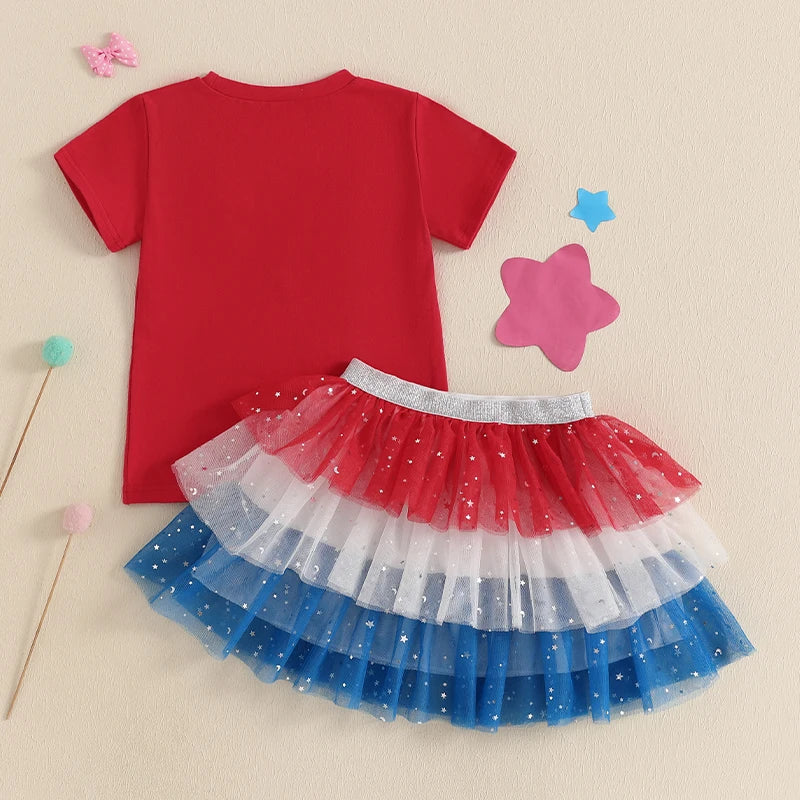 USA Layered Sparkling Skirt Outfit