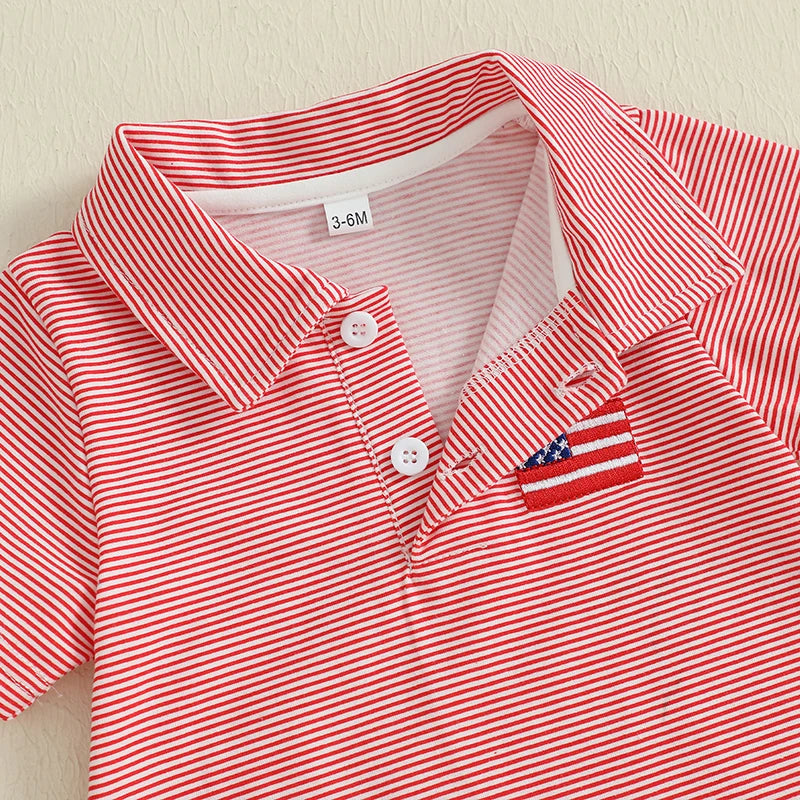 USA Red Striped Summer Jumpsuit