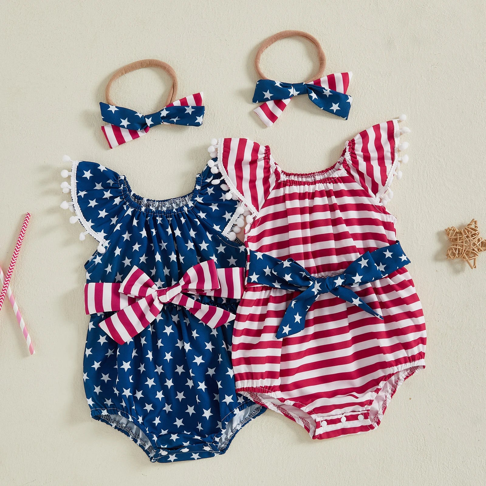 STARS & STRIPES Tassel Romper
