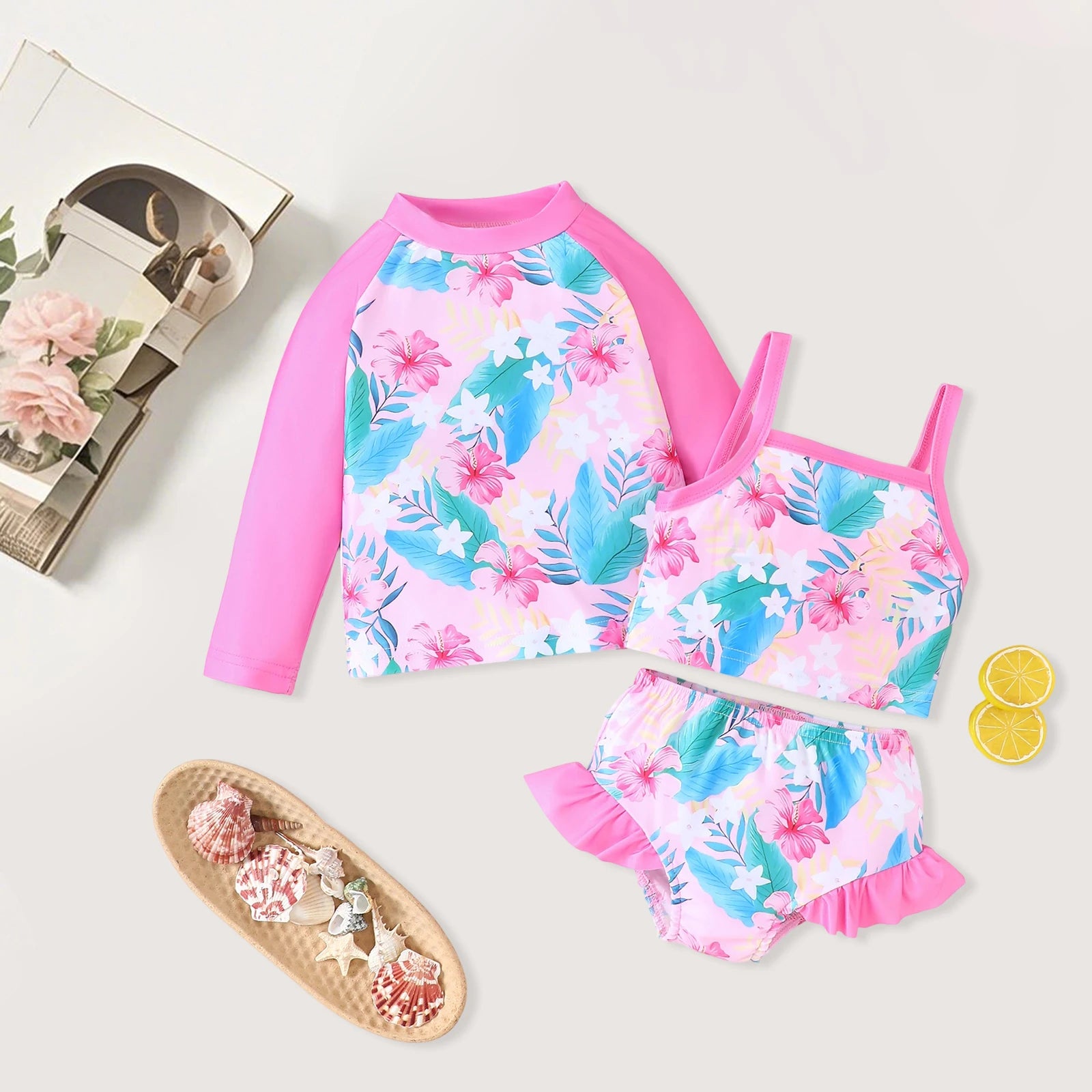 ALOHA Bikini and Long-Sleeve Top Swim Set