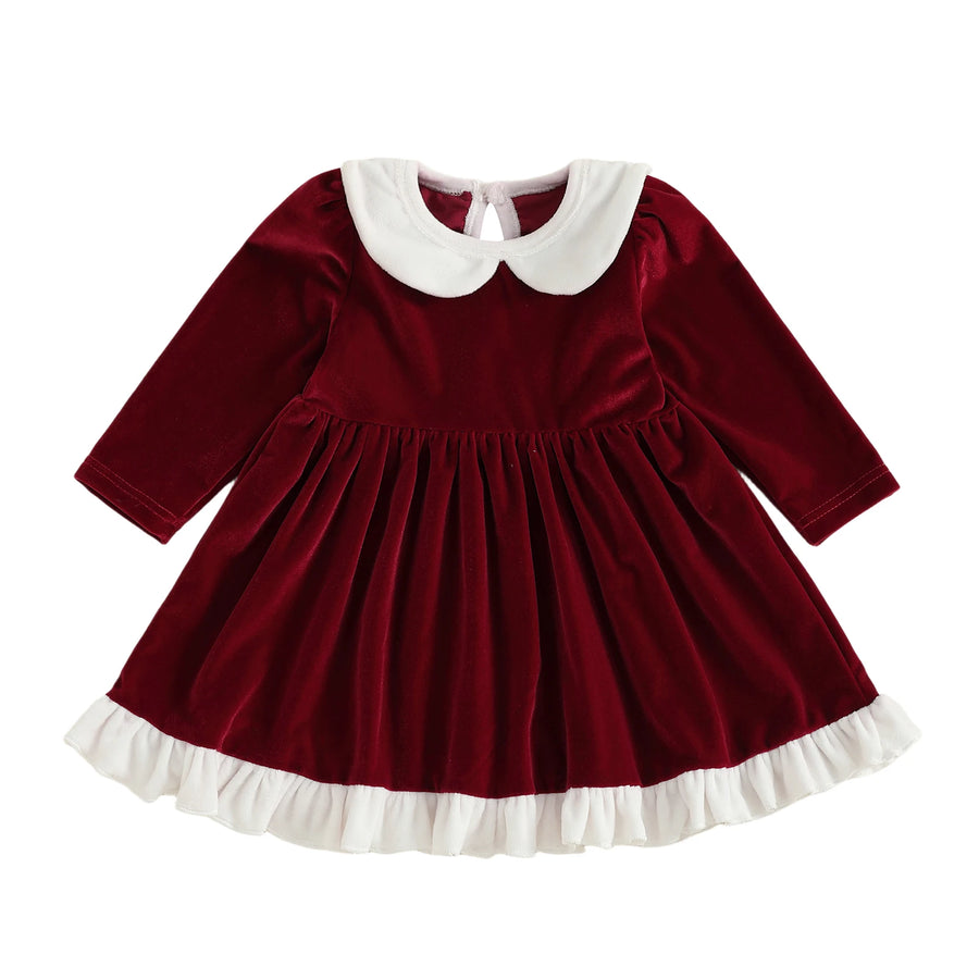 AUDRIA Velvet Collar Dress