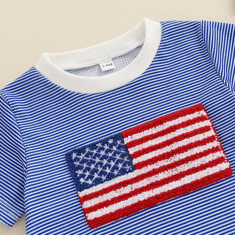 USA FLAG Striped T-Shirt Onesie