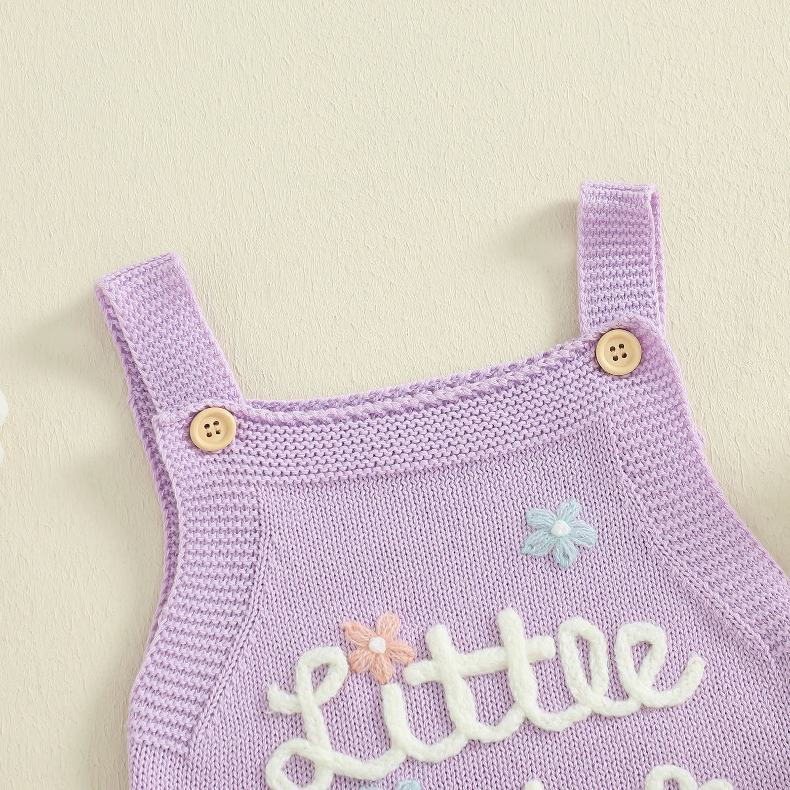 LITTLE SISTER Knitted Floral Romper