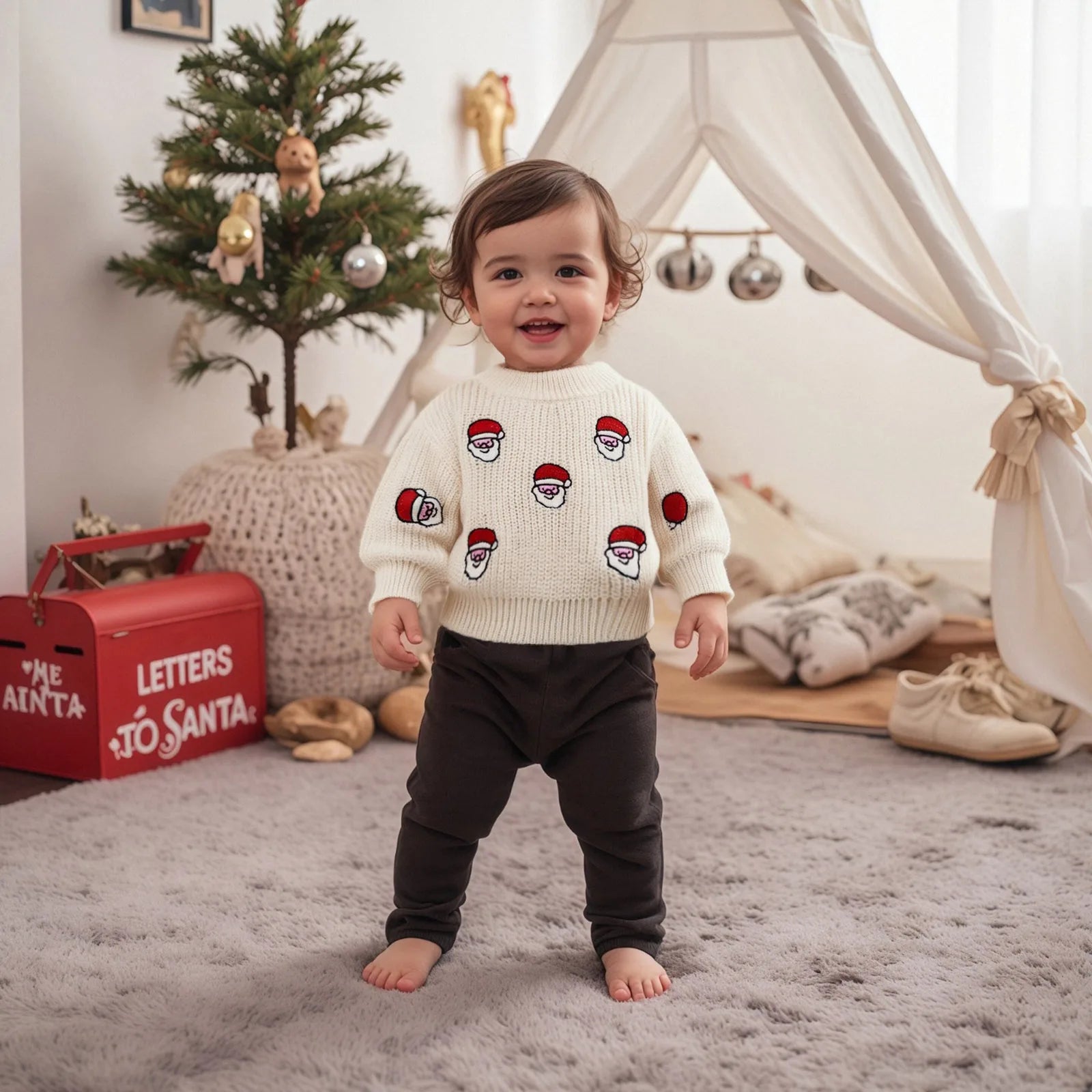 SANTA White Knitted Sweater