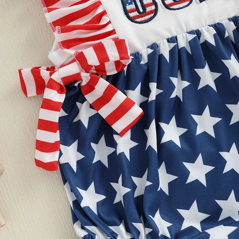 USA Ruffle Bowtie Romper