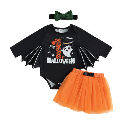 MY 1ST HALLOWEEN Ghost Bat Sleeve Outfit