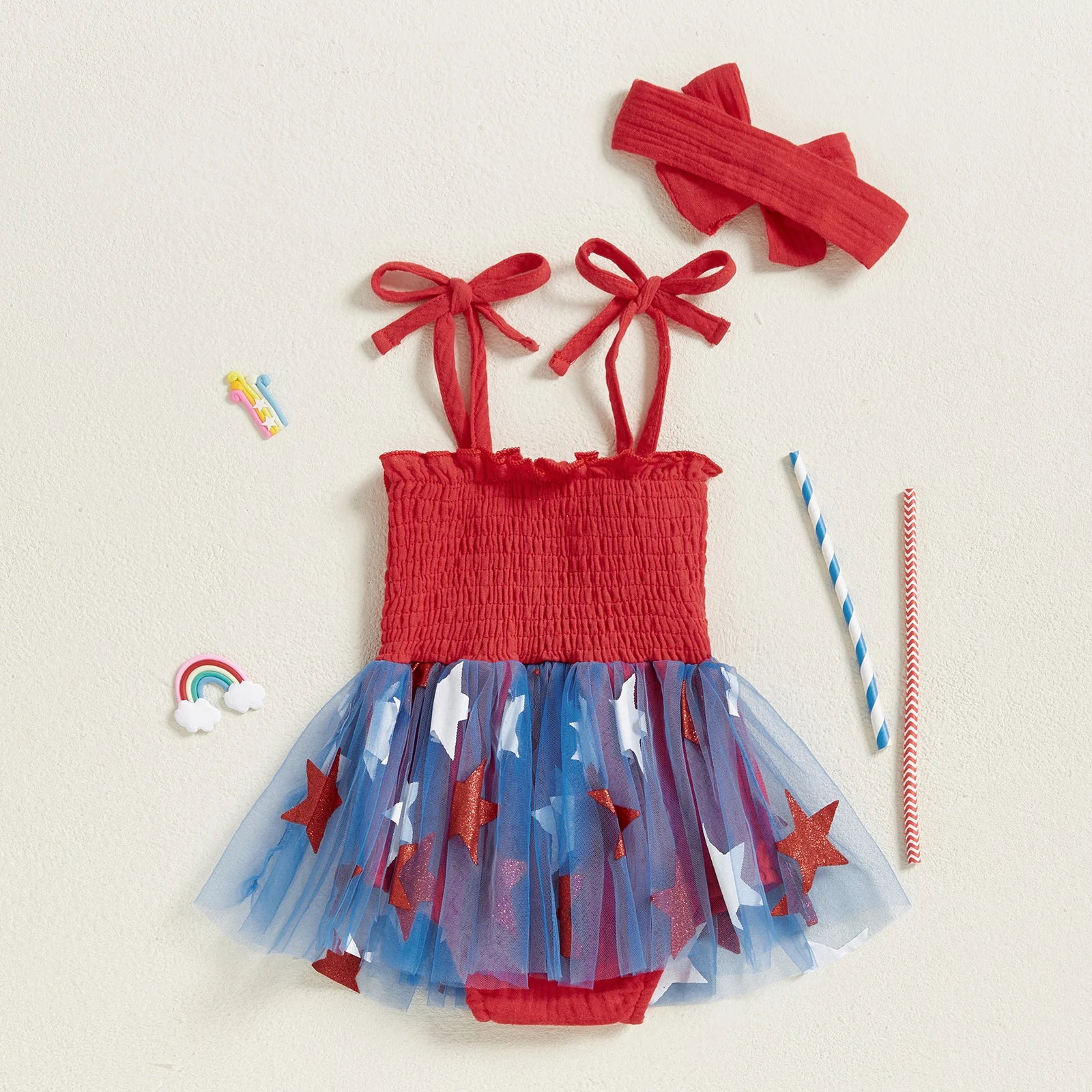 USA STARS Smocked Romper