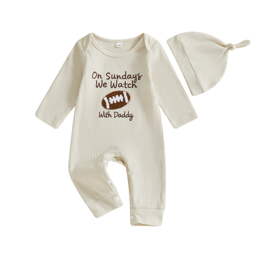 ON SUNDAYS WE WATCH FOOTBALL Waffle Knit Jumpsuit