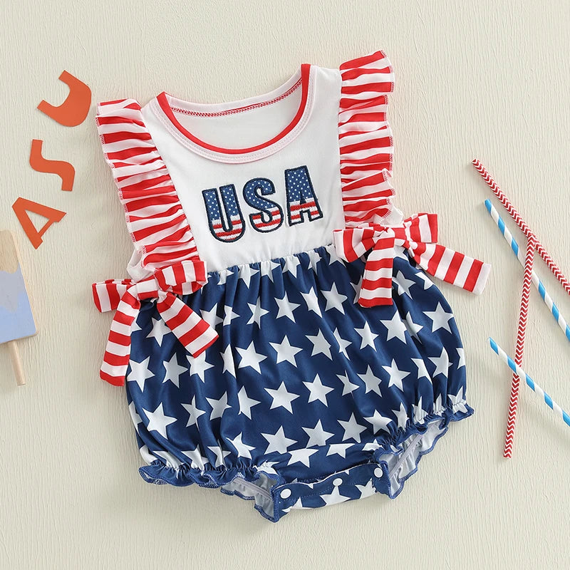 USA Ruffle Bowtie Romper