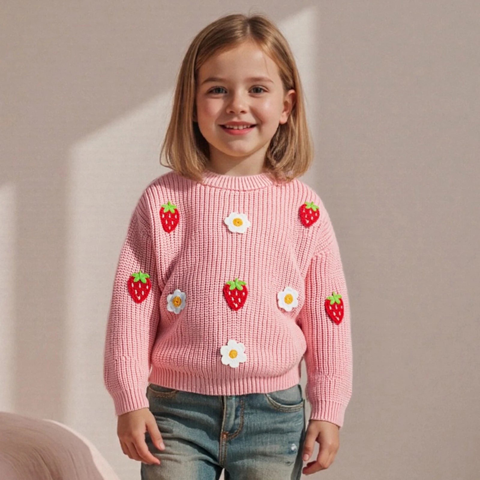 STRAWBERRIES & DAISIES Knitted Sweater