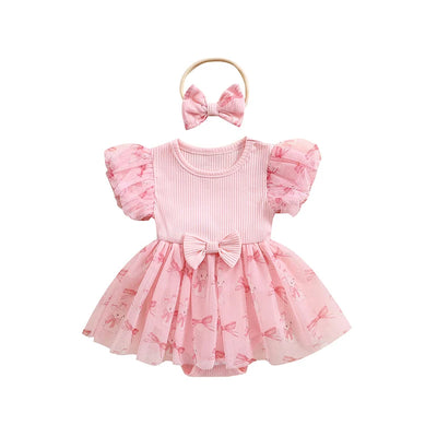 BUNNY Bowtie Ruffle Romper Dress