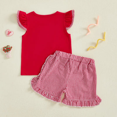 LITTLE HEARTS Checkered Ruffle Shorts Outfit