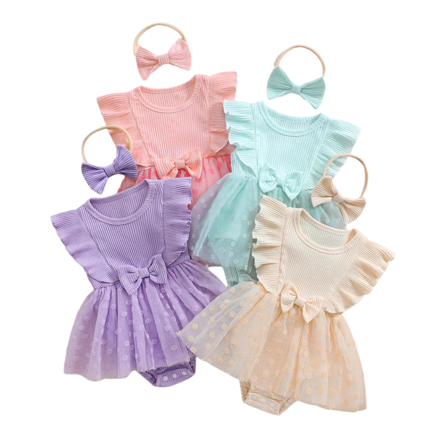 ENYA Floral Bowtie Romper Dress