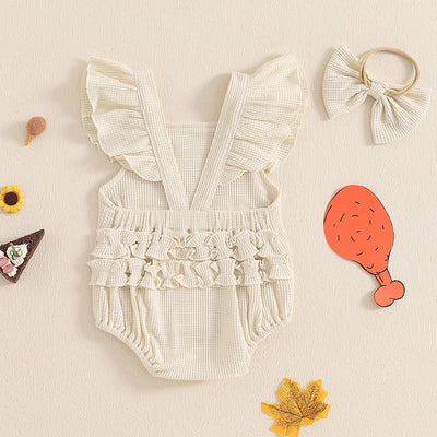 LITTLE TURKEY Waffle Knit Romper