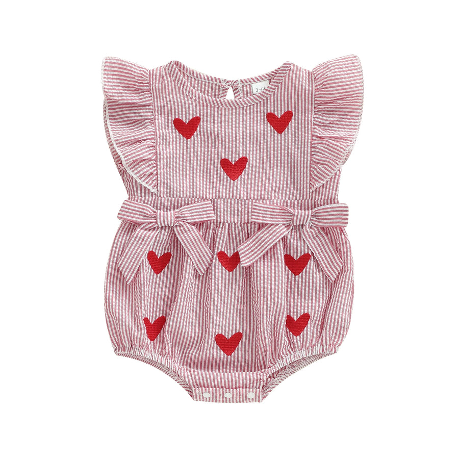 HEARTS Striped Bowtie Romper