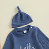 HELLO I'M NEW HERE Waffle Knit Outfit