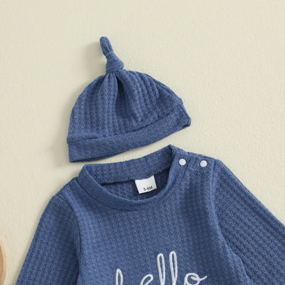 HELLO I'M NEW HERE Waffle Knit Outfit