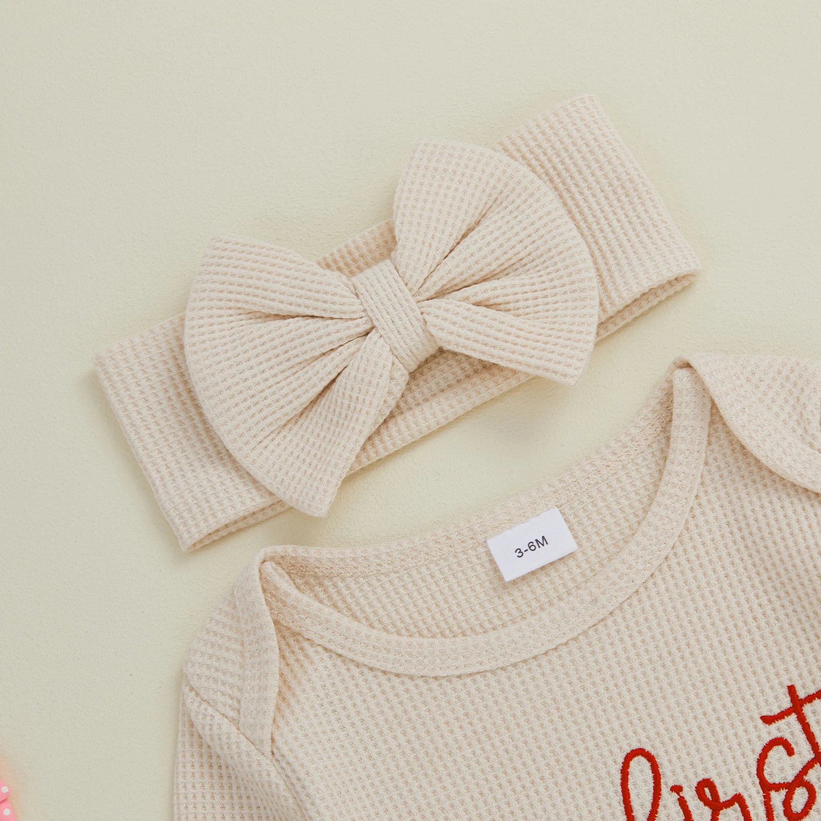 MY FIRST CHRISTMAS Waffle Knit Ruffle Jumpsuit