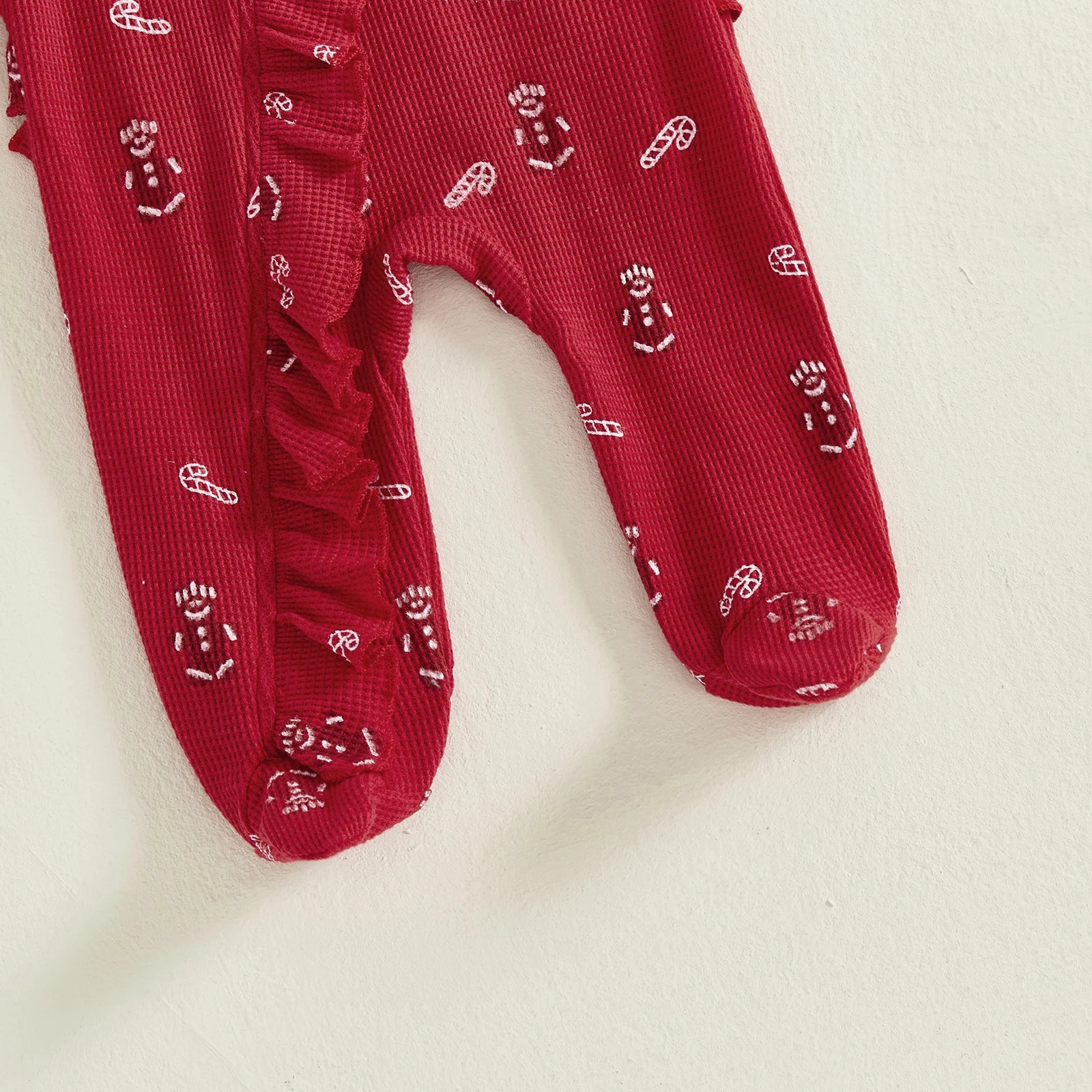 GINGERBREAD MAN Waffle Knit Ruffle Jumpsuit