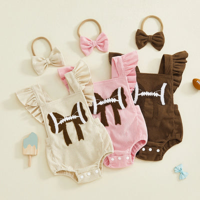FOOTBALL Corduroy Ruffle Romper