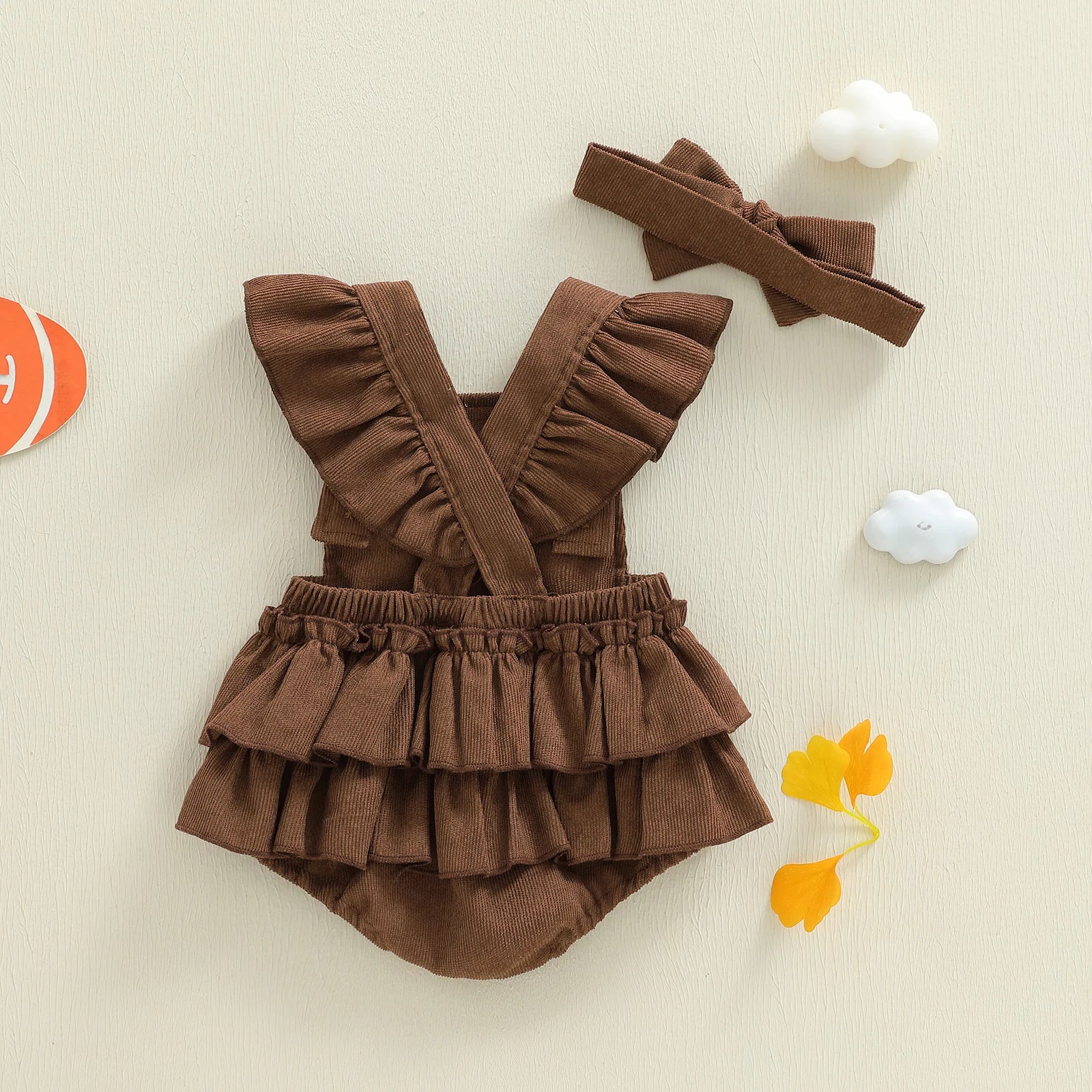 GAME DAY Football Ruffle Romper