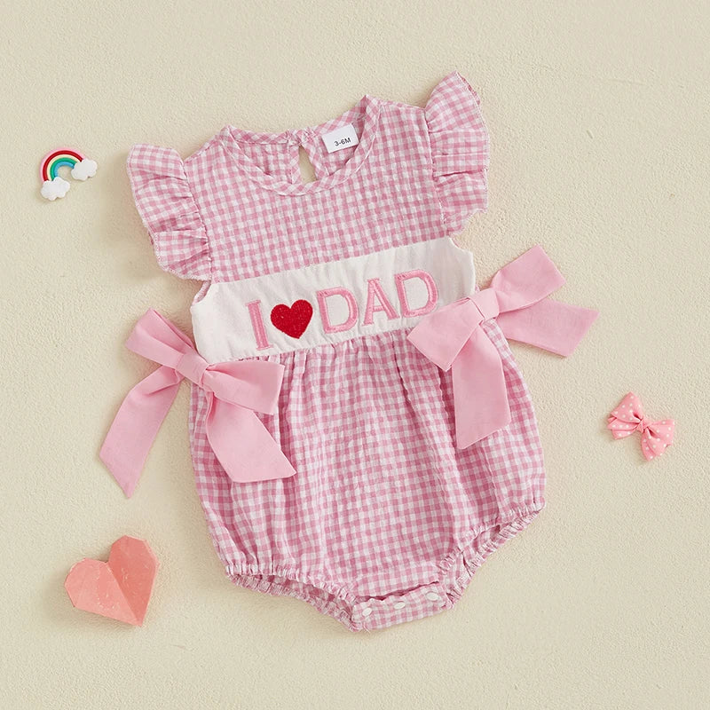 I LOVE MOM/DAD Bowtie Romper