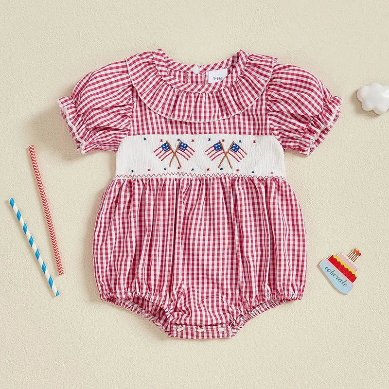 USA FLAG Checkered Romper