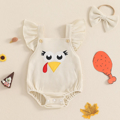 LITTLE TURKEY Waffle Knit Romper