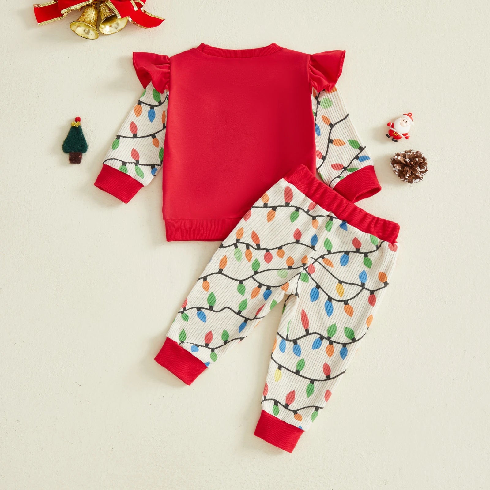 MERRY CHRISTMAS Lights Waffle Knit Outfit