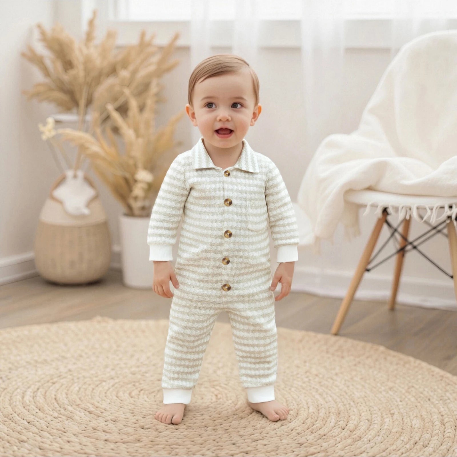 JASPER Striped Collar Jumpsuit