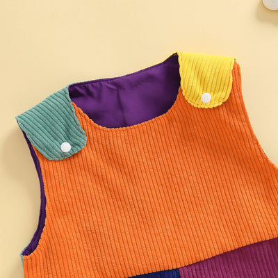 COLOR BLOCK Corduroy Pull-on Jumpsuit