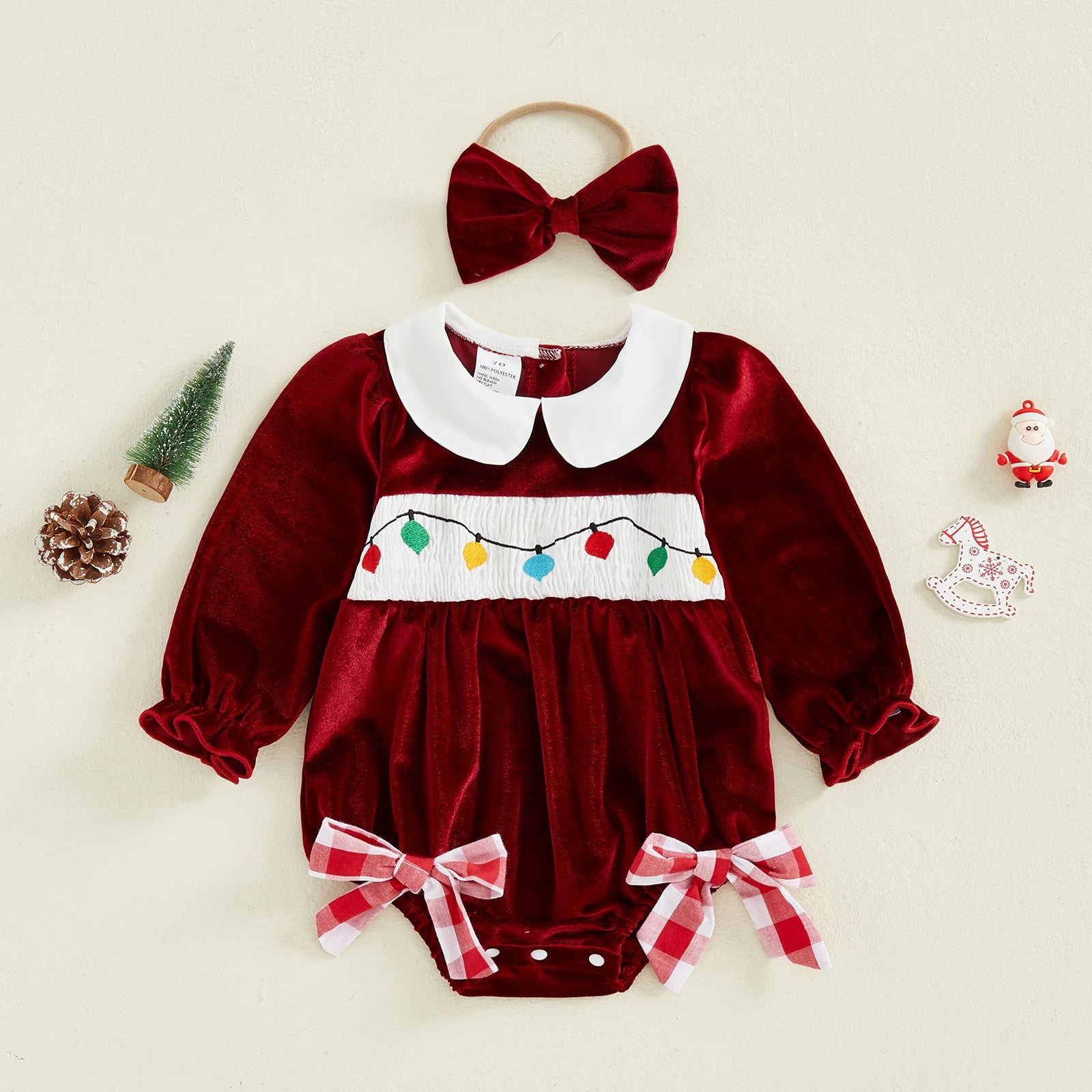 CHRISTMAS LIGHTS Velvet Romper