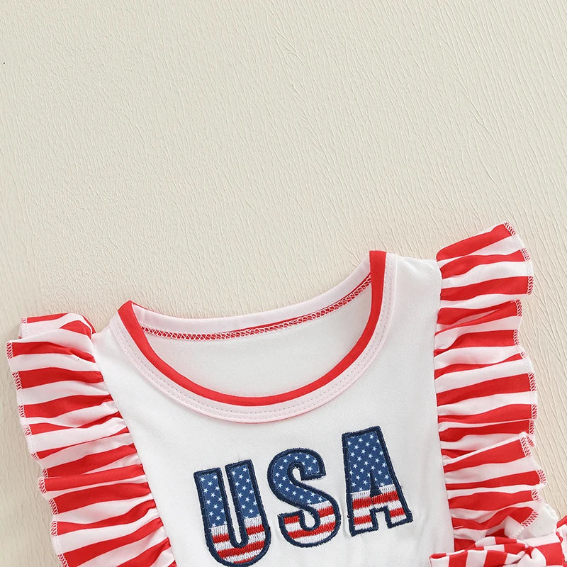 USA Ruffle Bowtie Romper