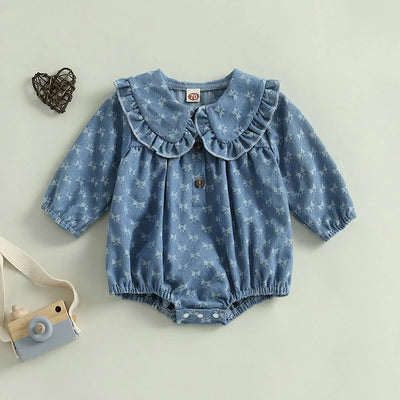 BOWTIES Denim Collar Romper