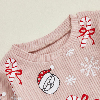SANTA & CANDY CANE Waffle Knit Outfit