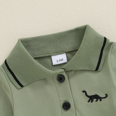 DINOSAUR Polo Long-Sleeve Onesie