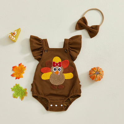 LITTLE TURKEY Waffle Knit Romper