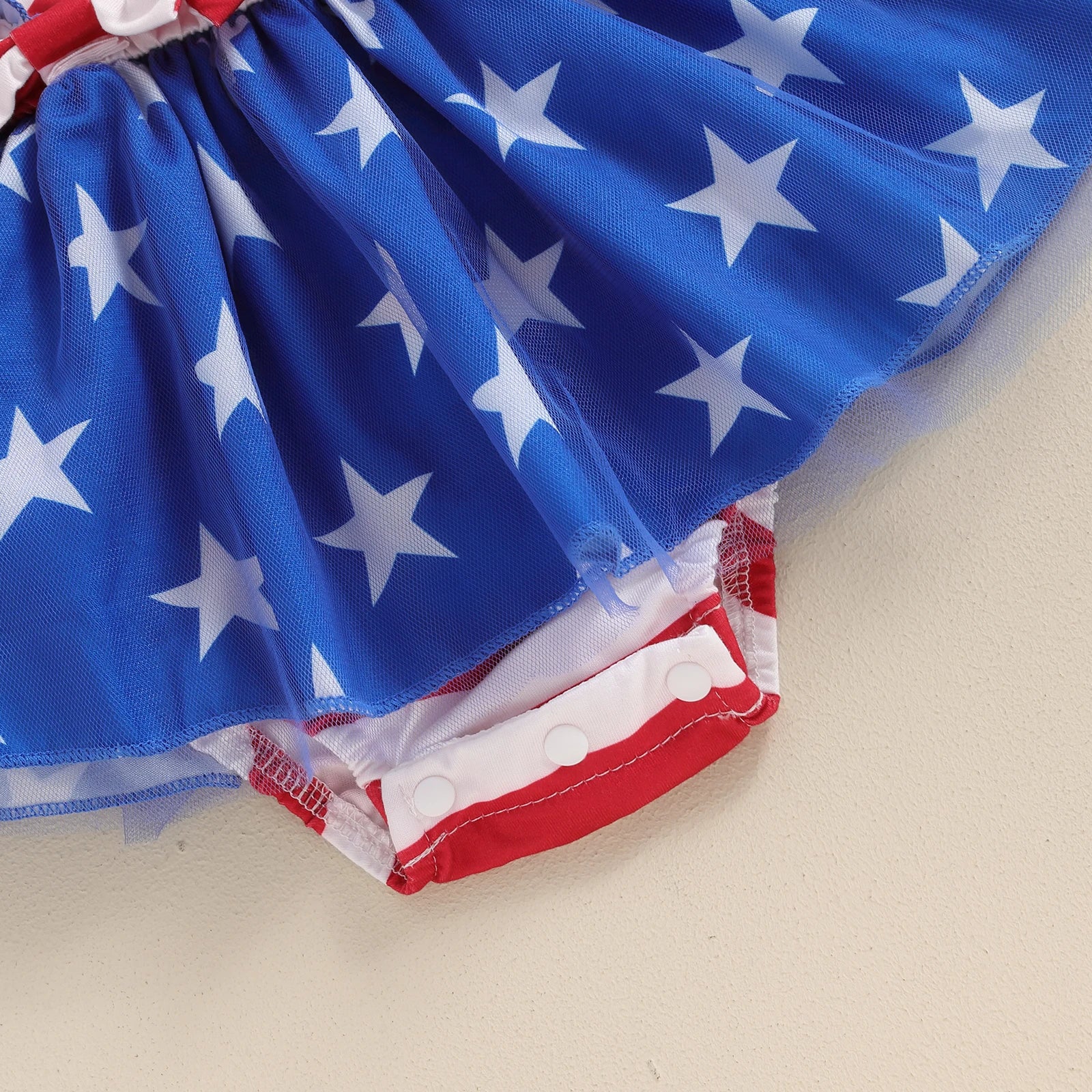 STARS & STRIPES Ruffle Romper Dress with Headband