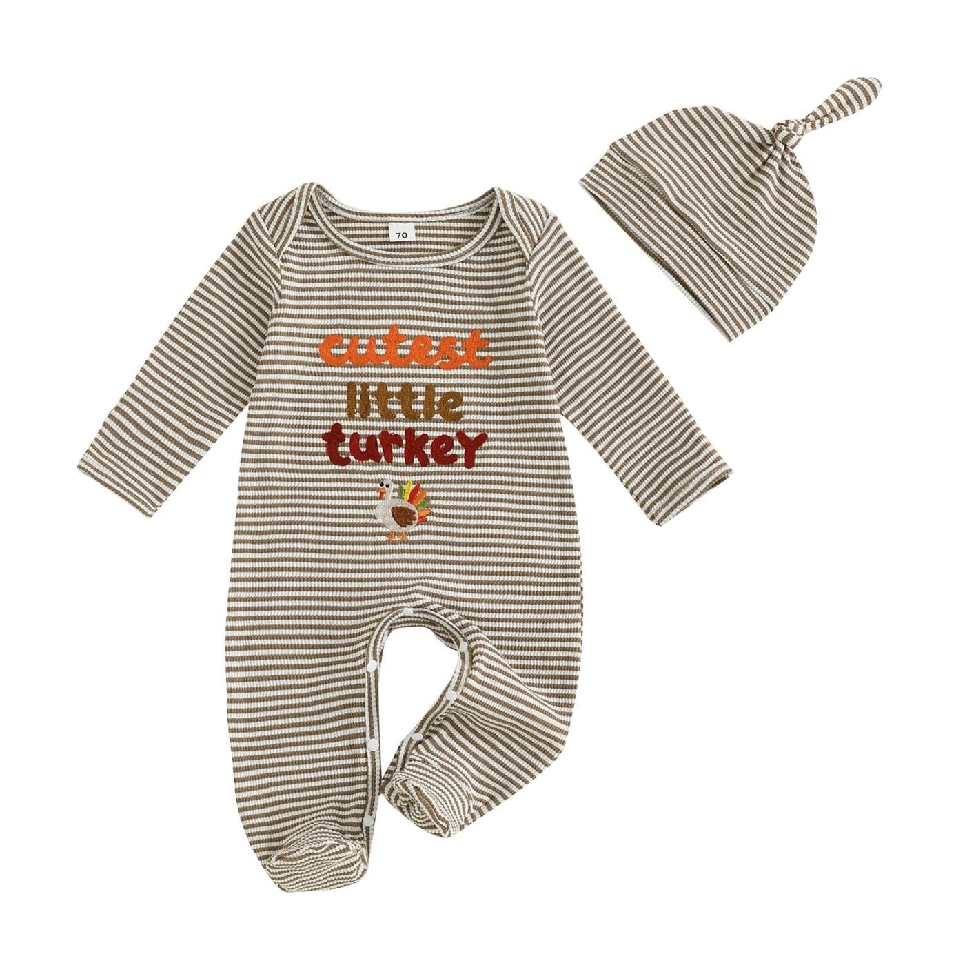 CUTEST LITTLE TURKEY Striped Jumpsuit