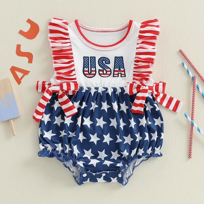 USA Ruffle Bowtie Romper