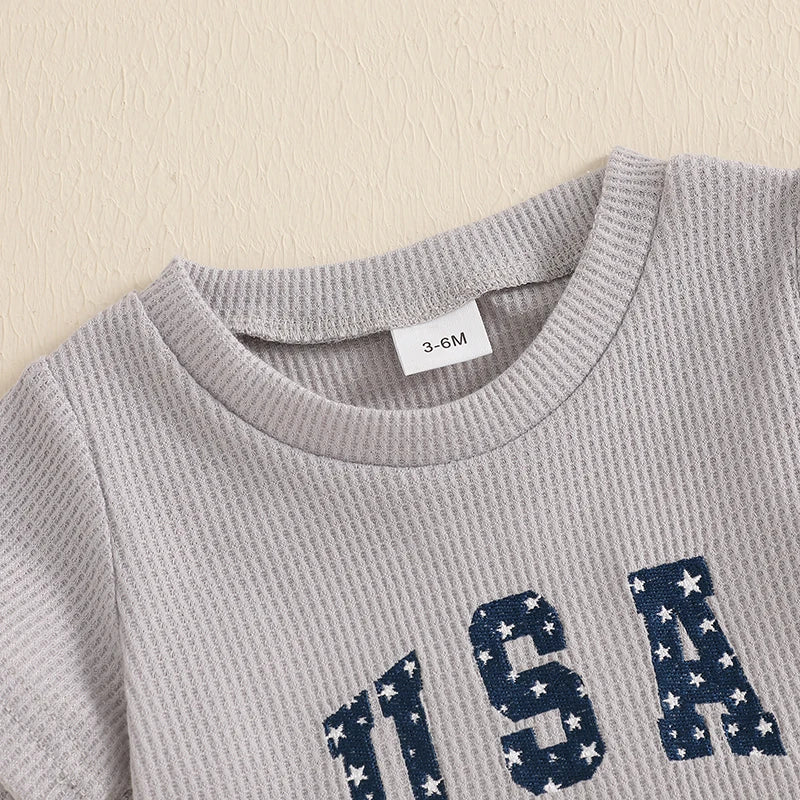 USA Gray Waffle Knit Outfit