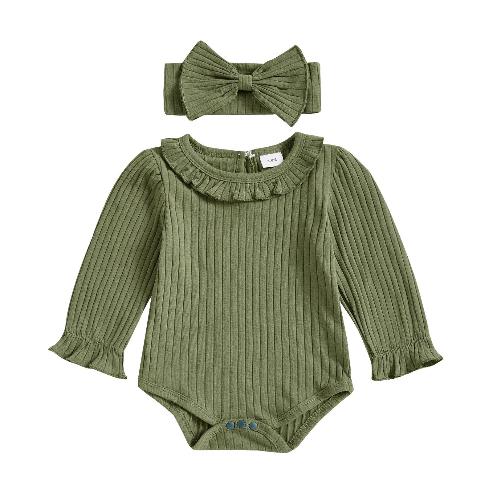 CORA Ribbed Collar Long-Sleeve Onesie