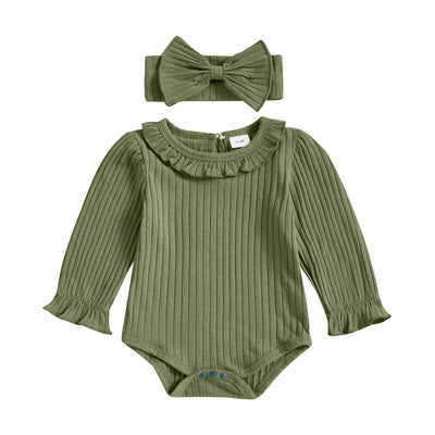CORA Ribbed Collar Long-Sleeve Onesie