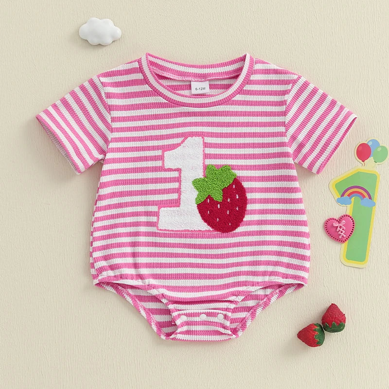 ONE Strawberry Striped T-Shirt Onesie