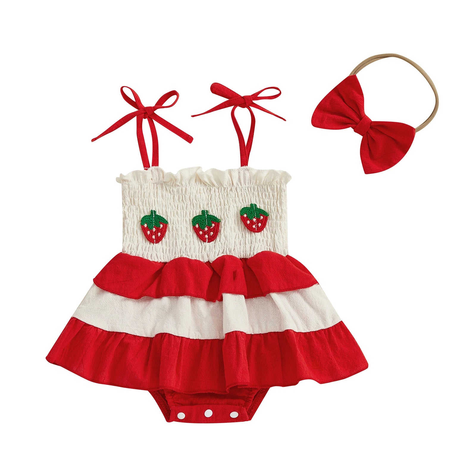 STRAWBERRY Layered Romper Dress