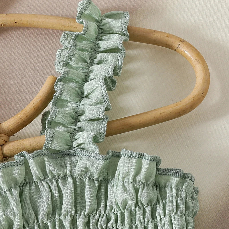 FLOWERS Green Smocked Outfit