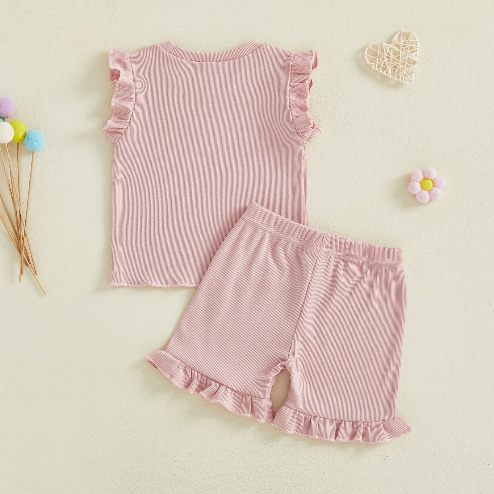 LITTLE BOWTIE Ribbed Ruffle Outfit