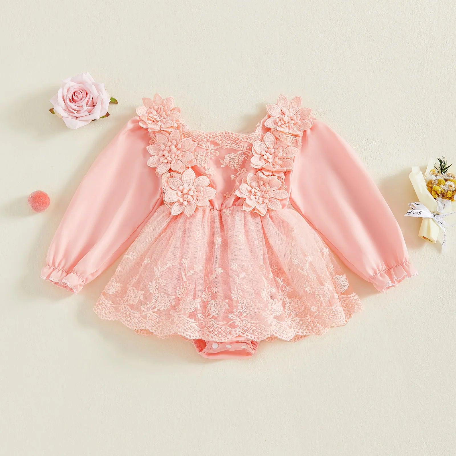 STELLA Floral Lace Romper Dress