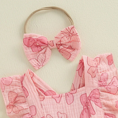 BOWTIE Pink Ruffle Romper