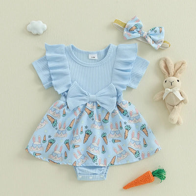 EASTER Bowtie Ruffle Romper Dress